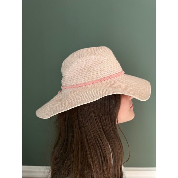 Sz 6-8 Pink Glitter Child Girls Pink Straw Beach Summer Spring Hat with Bow H&M - Picture 3 of 7
